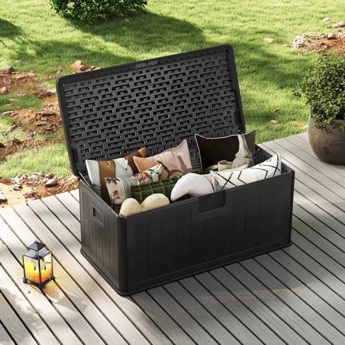 HAPPYGRILL 100 Gallon Outdoor Storage Deck Box with Lockable Design