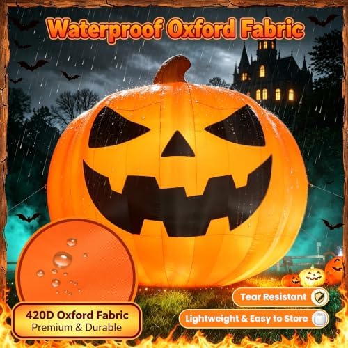 Giant 20Ft Halloween Inflatables Pumpkin Decorations with Blower, 3D Design