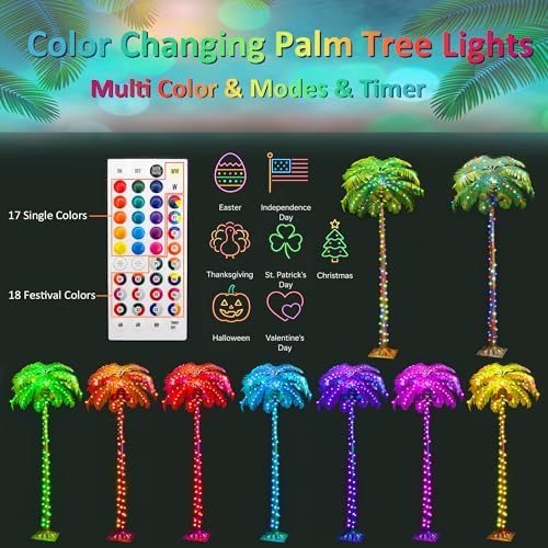 Ledido 5FT Halloween Lighted Palm Trees for Outside with Remote Coconuts