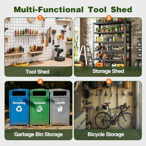5 x 3 FT Outdoor Storage Shed, Waterproof Metal Garden Tool Shed with Sloped Roof, Lockable Door & Air Vents for Backyard Patio Lawn, Dark Gray