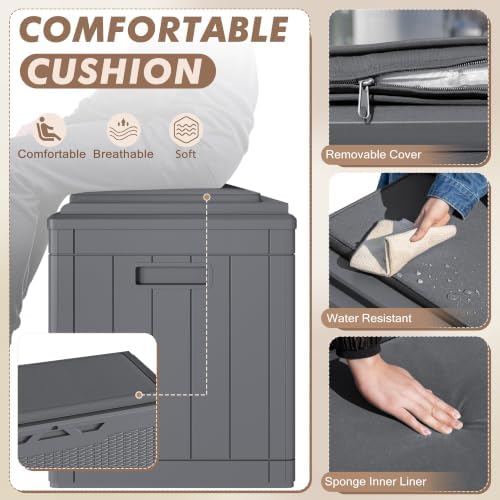 Devoko 100 Gallon Deck Box Waterproof Outdoor Storage Box with Cushion