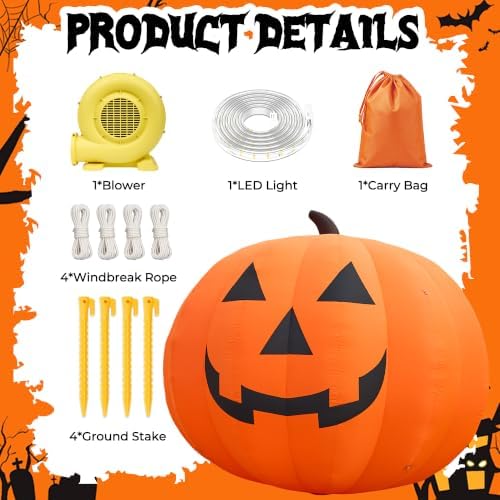 Giant 26Ft Halloween Inflatables Pumpkin Decorations, Blow Up Yard Decorations with 750W Waterproof Air Blower & LED Lights for Commercial Use, Outdoor Yard Lawn Halloween Party