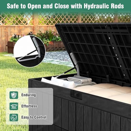 Tangkula 120 Gallon Waterproof Outdoor Storage Box with Lockable Lid