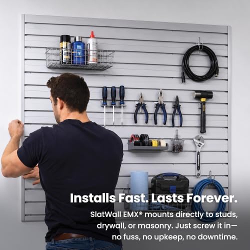 DLDIRECT DiamondLife Aluminum Slatwall Panel Garage Wall Organizer Heavy Duty Wall Mounted Slat Wall Rack, Interlocking Paneling for Garage Wall Slat Board Storage System - Black (2'H x 4'W)