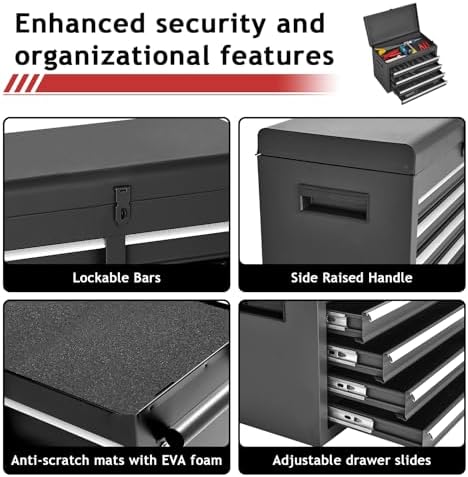 AirWire 5-Drawer Rolling Tool Chest Black