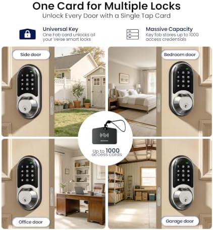 Veise RZ07 Fingerprint Smart Door Lock Deadbolt, App Control, Satin Nickel