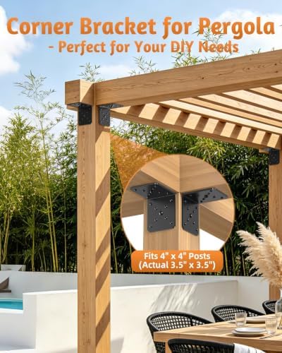 4PCS L Brackets Heavy Duty, 4X4X3.5 L Brackets for Wood Black