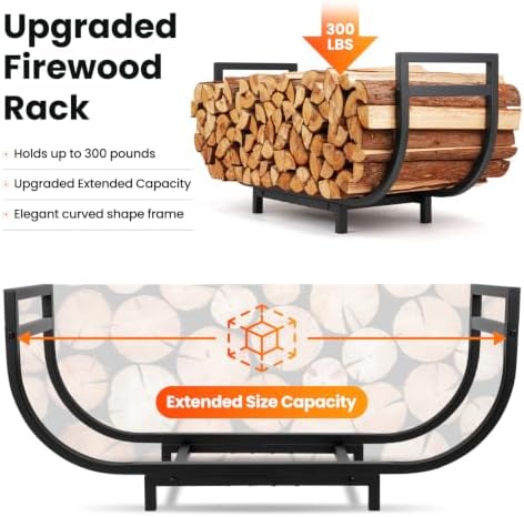 HIHADUUM 34in Firewood Rack Outdoor Indoor with Log Carrier Bag - Heavy Duty Firewood Holder Storage with 400lbs Load Capacity Durable Log Holder Keep Firewood Organized Space Saving