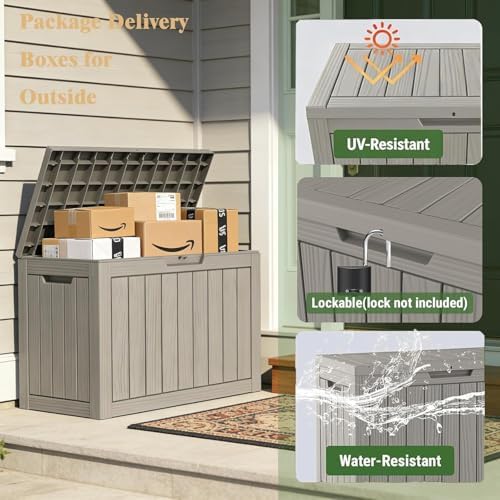 Outdoor Deck Storage Box, 50 Gallon Deck Box,Lockable Patio Storage Bench