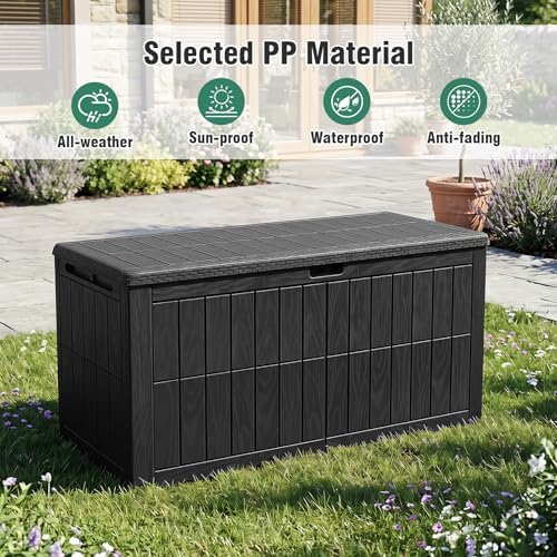 Tangkula 100 Gallon Outdoor Storage Box with Lockable Lid