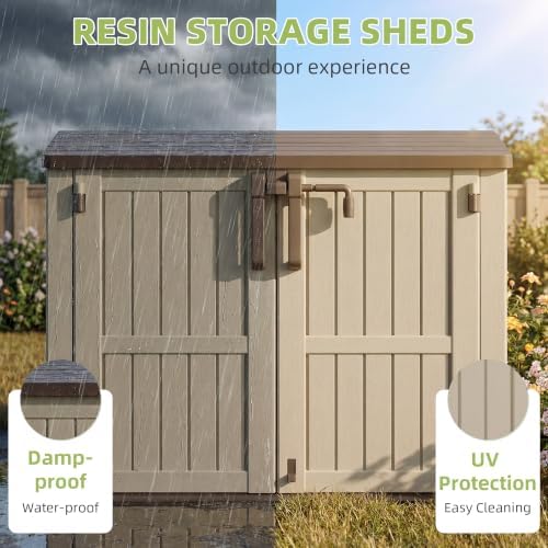 Bifanuo 36 Cu Ft Resin Outdoor Storage Shed, Horizontal Storage Cabinet