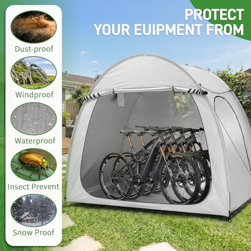 Outvita Portable Bike Tent Cover for 4-5 Bicycles, Garden Tools