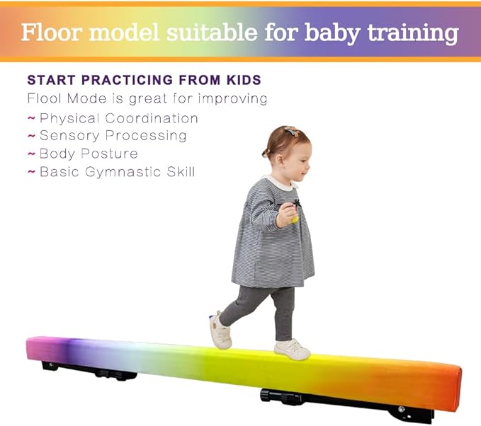 Adjustable&Foldable Gymnastics Balance Beam, 6FT/8ft High-Low Level Floor