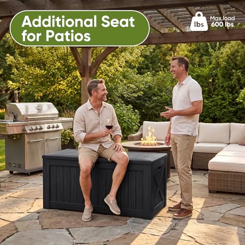 Flamaker Internal 120 Gallon Deck Box Waterproof, Large Outdoor Storage Box