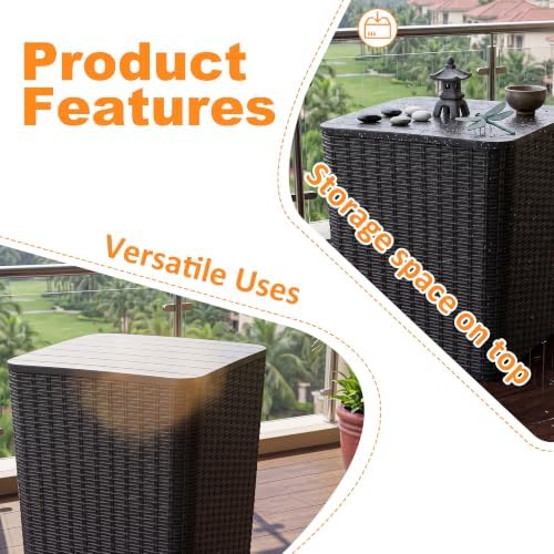 12 Gallon Outdoor Deck Box, Lockable Waterproof Resin Storage Bin, Weatherproof Container for Patio Cushions, Garden Tools & Outdoor Accessories (Black)