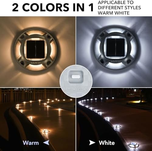 AGPTEK Solar Driveway Lights Outdoor 16 Pack, 2 Color Modes LED Deck Dock