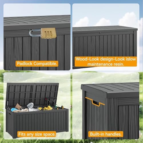 180 Gallon Outdoor Storage Box Waterproof Deck Box Patio Storage
