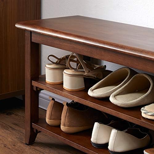 XKZG Shoe Rack Bench Wooden Shoe Storage Bench Entryway Bench, Brown, 23.6"
