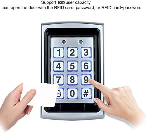 Door Access Control System Kit 125KHz RFID Keypad Metal Case + DC12V 3A Power Supply Controller + Door Exit Button + 10pcs Keyfobs (Without Lock)