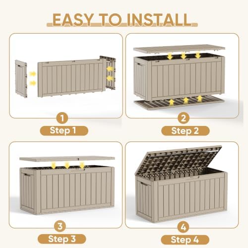 150-Gallon Lockable Deck Boxes, Waterproof Outdoor Storage Box for Patio