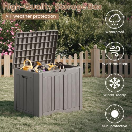 NUNU LAB 35 Gal Outdoor Storage Box Waterproof Lockable,Deck Box,Grey