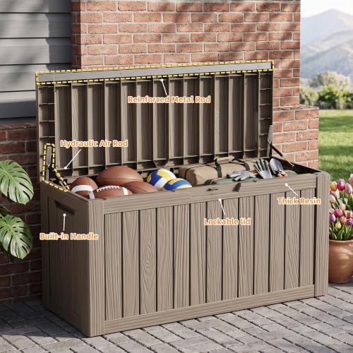 EasyUp 160 Gal Deck Box Waterproof Outdoor Storage Box Gray