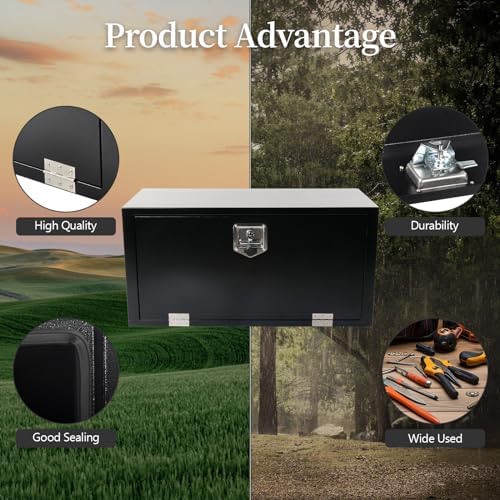 36'' Heavy Duty Truck Tool Box Steel for UnderBed Trailer Outdoor Car with Lock and Key - 36 x 18 x 18 Inch Black Underbody Toolbox