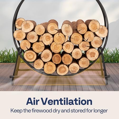 VIVOHOME 40 Inches Firewood Log Rack Hoop with Cover
