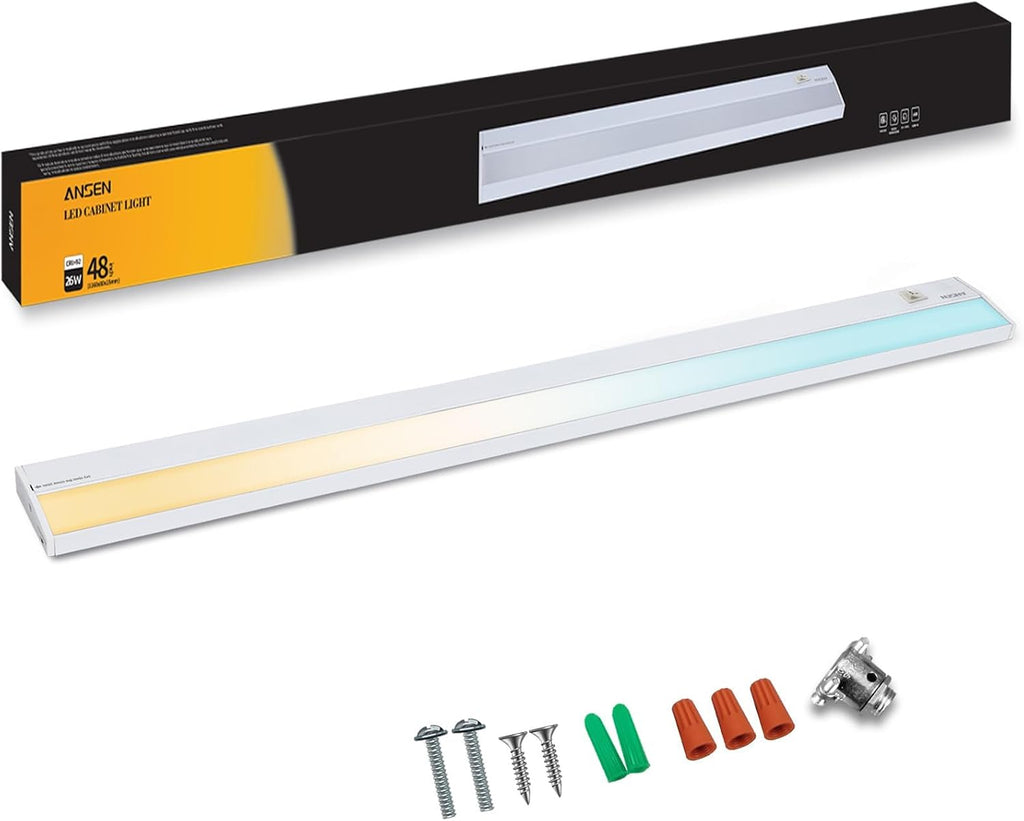 Ansen Hardwired Under Cabinet Lighting, 48in 26W LED Light