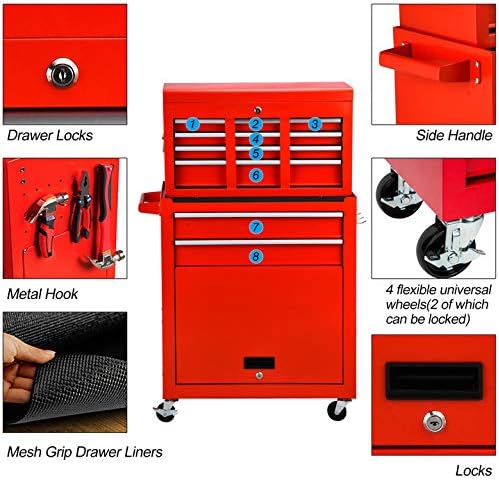go light 8-drawer tool chest tool box,rolling tool, side view