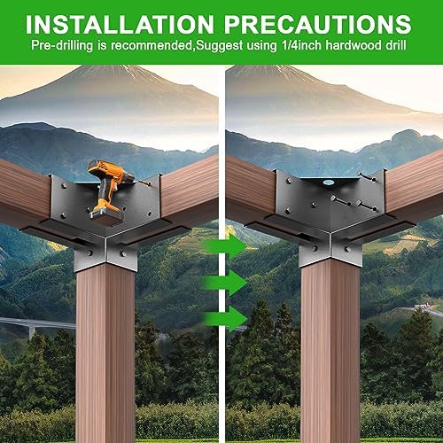 Pergola Brackets Kit for 4x4 Wood Beams, 3.58'' x 3.58'', 4 Pack