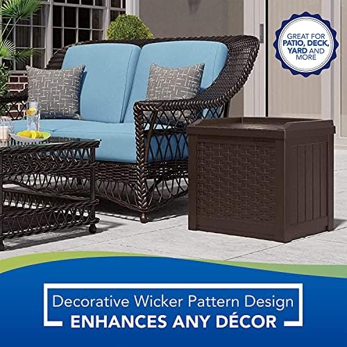 Suncast 2 Pack 22-Gallon Small Deck Box - Lightweight Resin Storage Container and Seat for Patio Cushions and Gardening Tools - Store Items on Patio, Garage, 22.5"L x 17"W x 22.5"H, Yard - Java Brown
