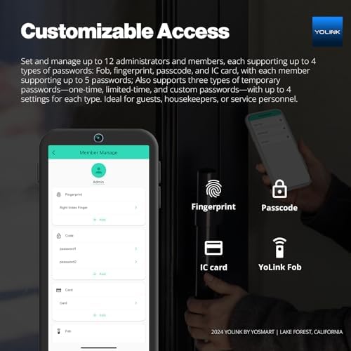 YoLink Fingerprint Smart Deadbolt Lock, YS7616