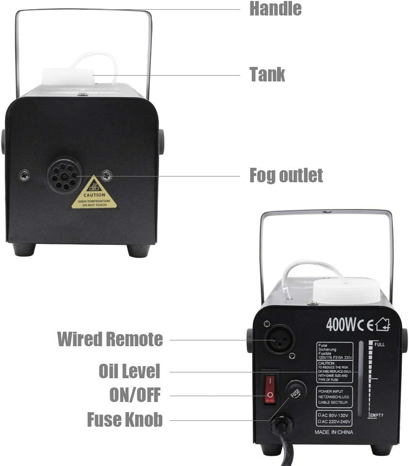 ATDAWN Halloween Fog Machine, Professional Wireless Remote Control Portable S...