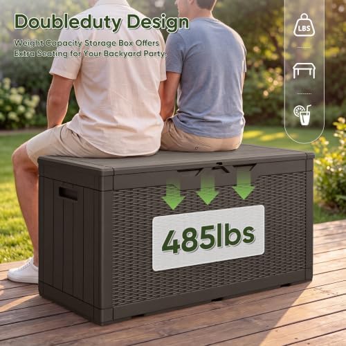 Flamaker Outdoor Storage Box 100 Gallon Waterproof Resin Deck Box