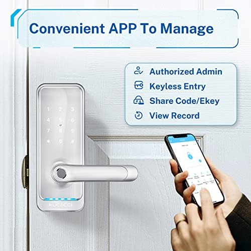 Keypad Smart Door Lock with Handle: Kucacci Keyless Entry Smart Lock for Front Door - Electronic Code for Exterior Door - Retrofit Knob Deadbolt Lock(Silver)
