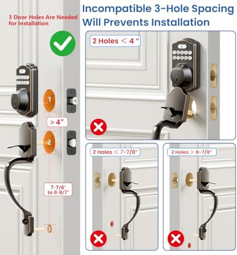 Veise KS02D Fingerprint Deadbolt Lock with Handle Set, Oil Rubbed Bronze