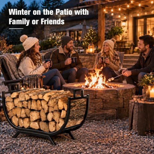 31 Inch Firewood Rack Outdoor Indoor Firewood Storage Metal Wood Rack