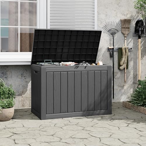 Outdoor Storage Waterproof Deck Box for Patio (50 Gallon, Black)