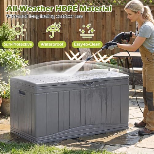 Tangkula 80 Gallon Outdoor Storage Box with Gas Struts & Lockable Lid