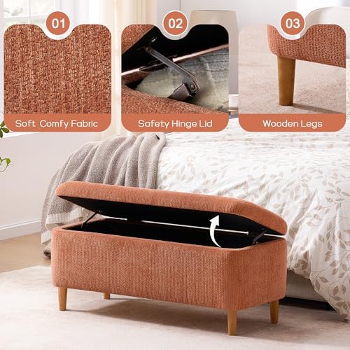 39.4" Ottoman with Storage Upholstered Storage Bench for Living Room