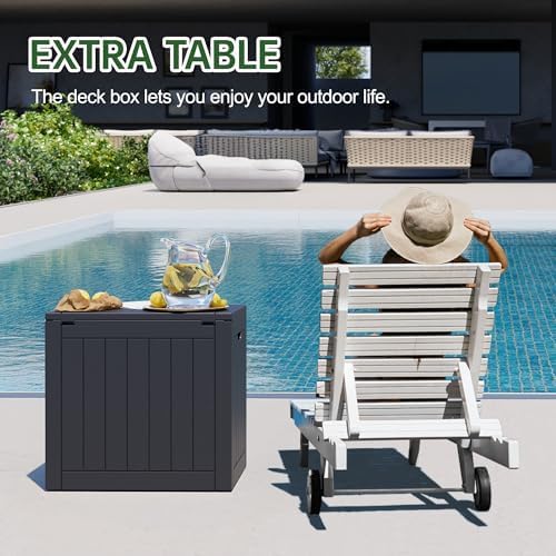 KAMABOKO Outdoor Storage Box, 35 Gallon Deck Box Outdoor Waterproof Small