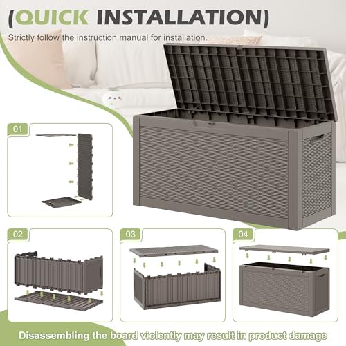 75 Gallon Outdoor Storage Box Waterproof Deck Box Patio Storage