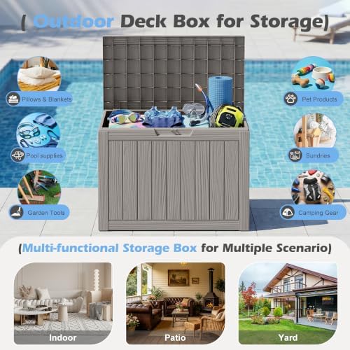 Outdoor Storage Box Waterproof, 50 Gallon Deck Box for Patio Storage