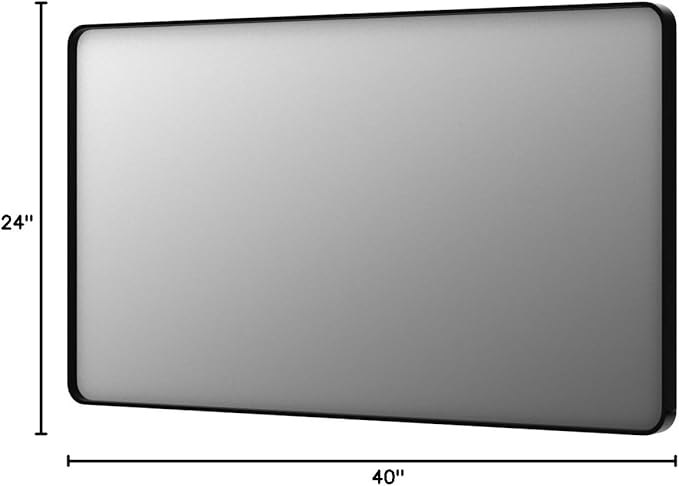 LOAAO 40x24 Inch Black Metal Framed Bathroom Mirror