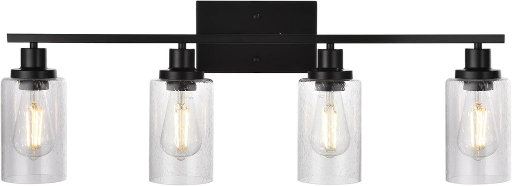 WINSHEN Black 4-Light Bathroom Light Fixtures