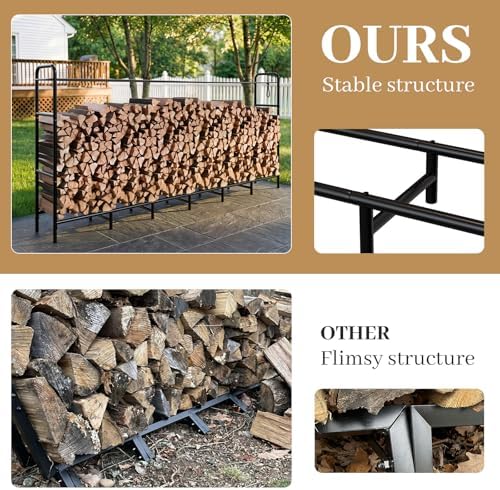 Firewood Rack 8FT Heavy Duty Metal Log Holder Stand for Fireplace