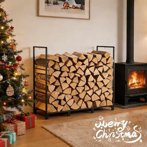 facka 4FT Firewood Rack Outdoor, Metal Wood Rack