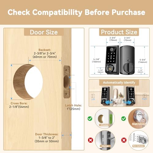 IRONZON 391YS 5-in-1 Keyless Entry Door Lock Smart Deadbolt with Handle