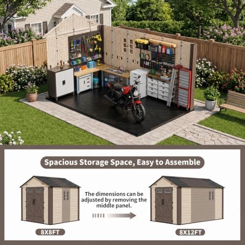 AirWire 8x12 FT Outdoor Resin Storage Shed Beige